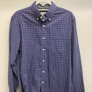 J. Crew Mens Casual Cotton Long Sleeved Shirt in Blue/Pink plaid (Medium)